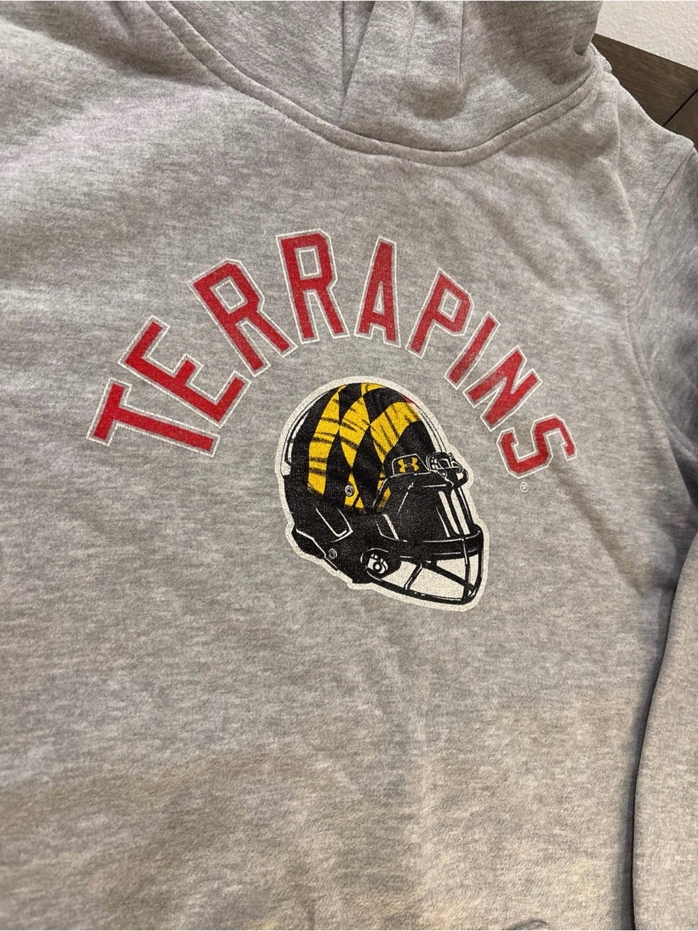 NWT [Gen2] Maryland Terrapins NCAA Football Hoodie Heather Grey Youth XL 18/20 - Picture 4 of 9